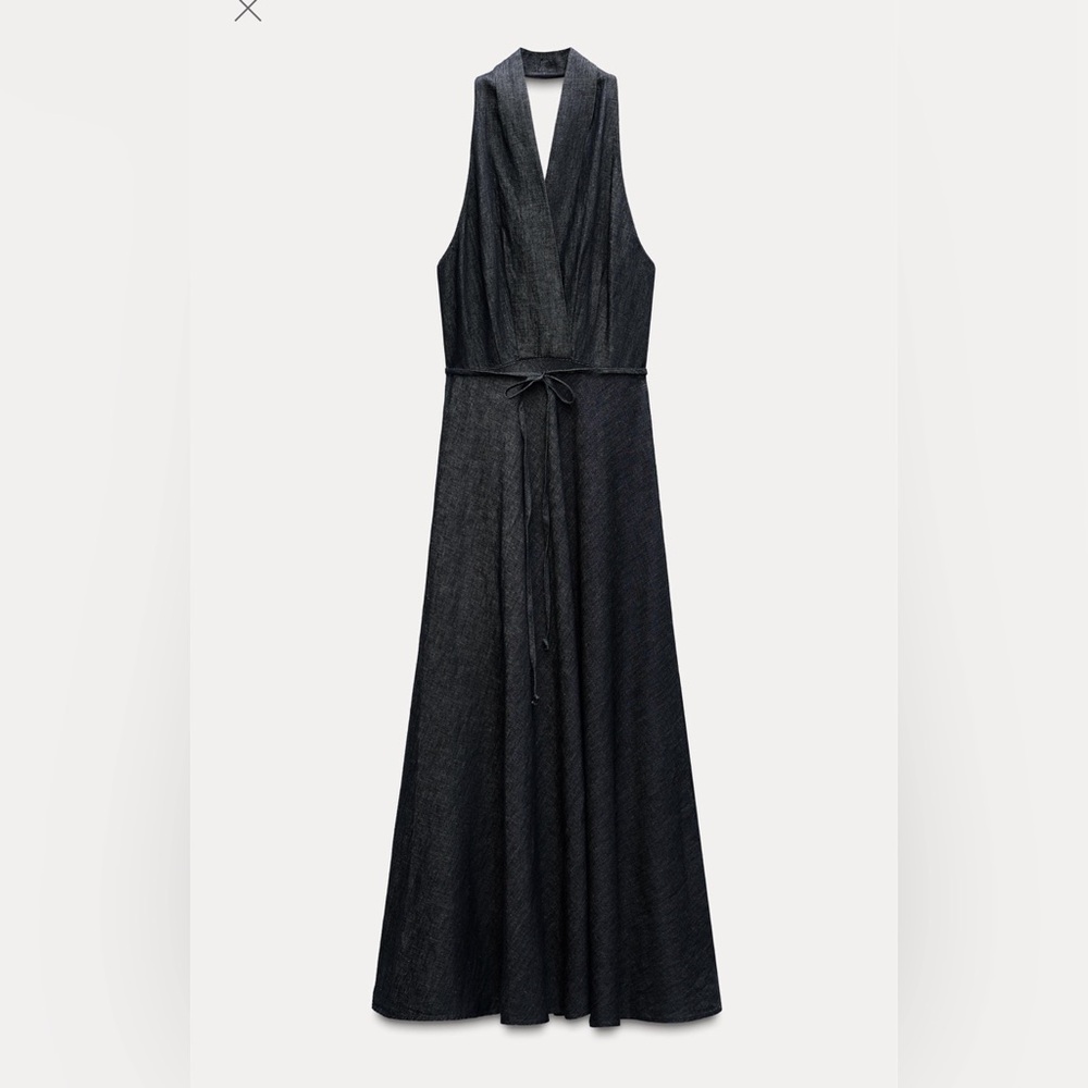 Zara Women’s Collection DENIM HALTER DRESS NWT